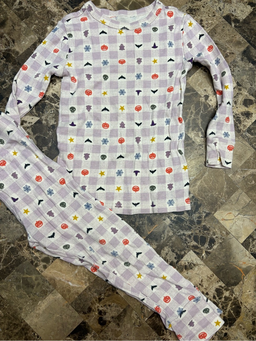 GAP Light Purple Plaid Halloween Kids Pajama Set organically cotton 4 years